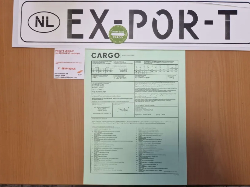 Exportverzekering met exportkentekenplaten en groene kaart bij Auto Export Document Hengelo