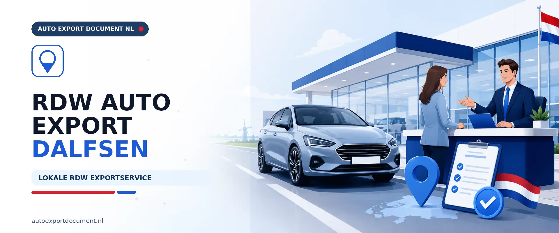 Auto export Dalfsen RDW – banner van Auto Export Document met lokale RDW exportservice voor exportdocument en exportkentekens vanuit Dalfsen