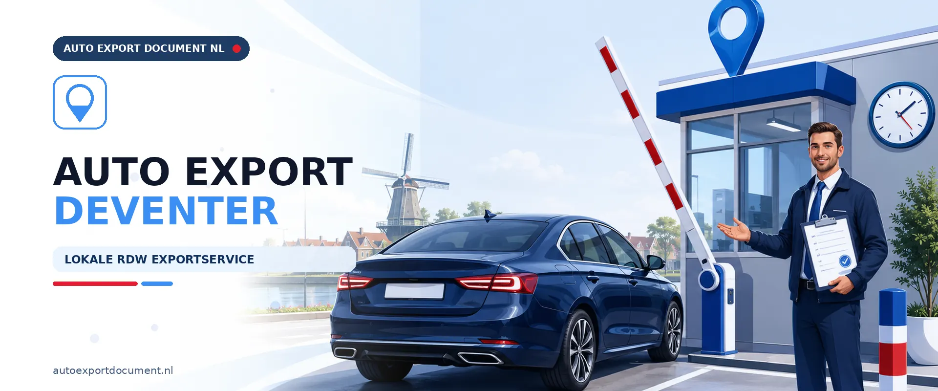 Auto export Deventer nu open – banner van Auto Export Document, lokale RDW exportservice voor exportdocument en exportkentekens vanuit Deventer
