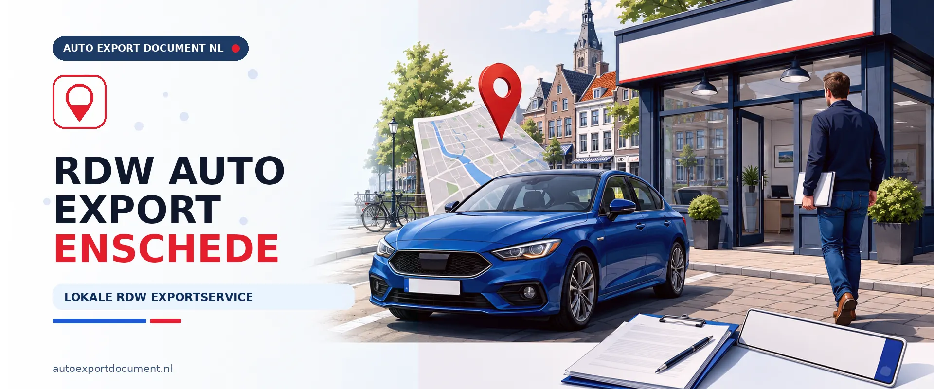 Auto export Enschede RDW – banner van Auto Export Document, RDW erkend exportkantoor voor exportdocument en exportverzekering vanuit Enschede