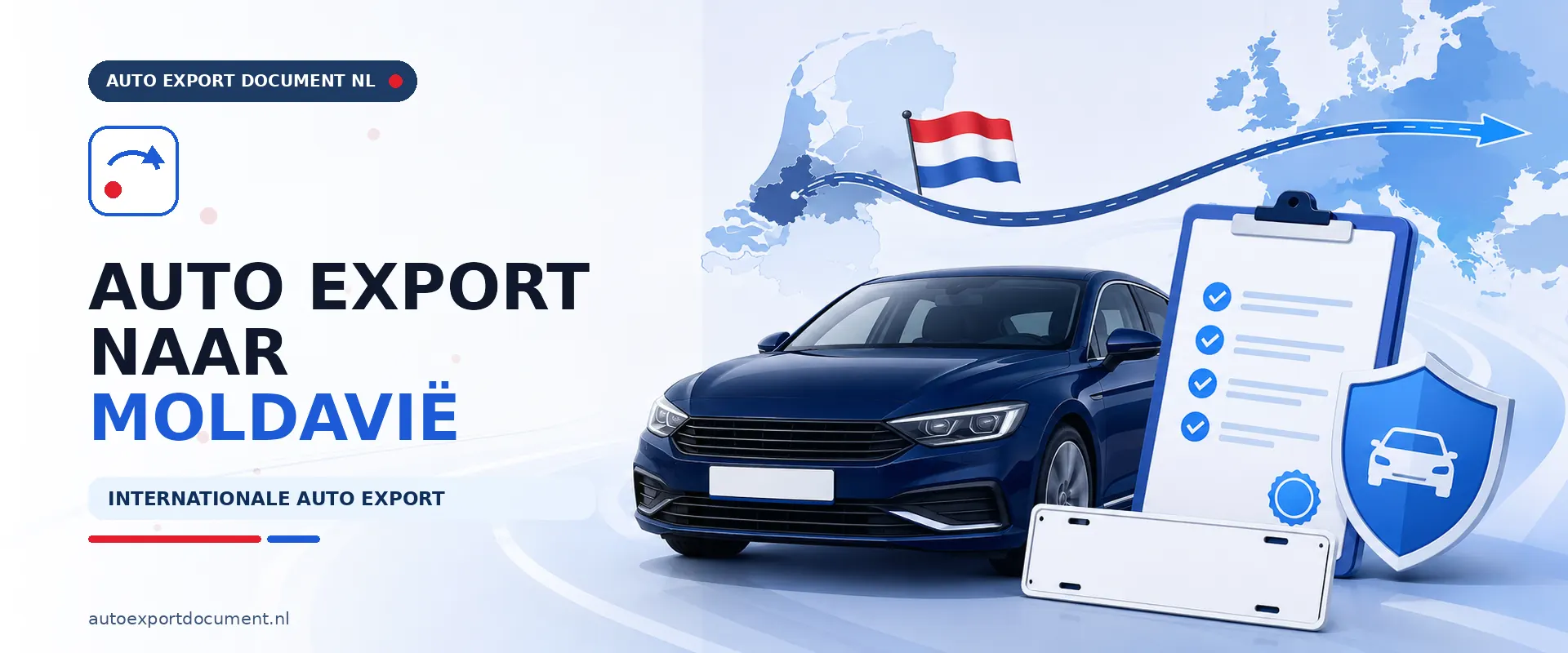 Auto export naar Moldavië – banner van Auto Export Document met auto en RDW exportdocumenten voor internationale auto export van Nederland naar Moldavië