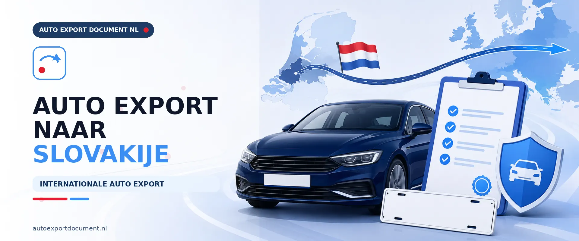 Auto export naar Slowakije – banner van Auto Export Document met auto en RDW exportdocumenten voor export van Nederland naar Slowakije
