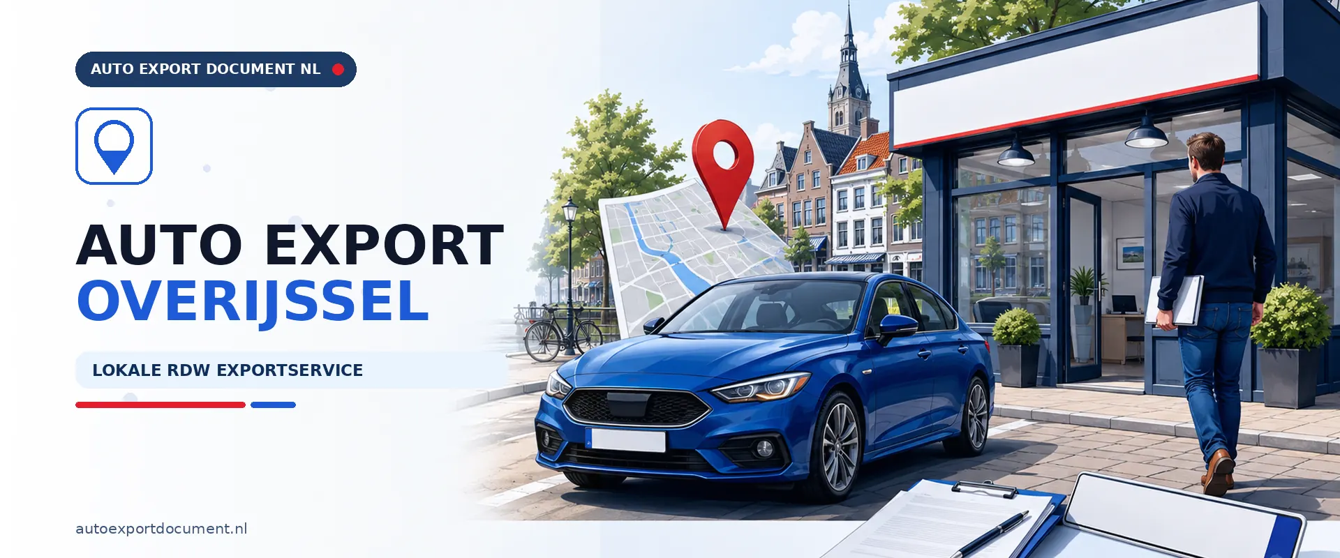 Auto export Overijssel – banner van Auto Export Document, RDW erkend exportkantoor in Hengelo voor auto export papieren in heel Overijssel