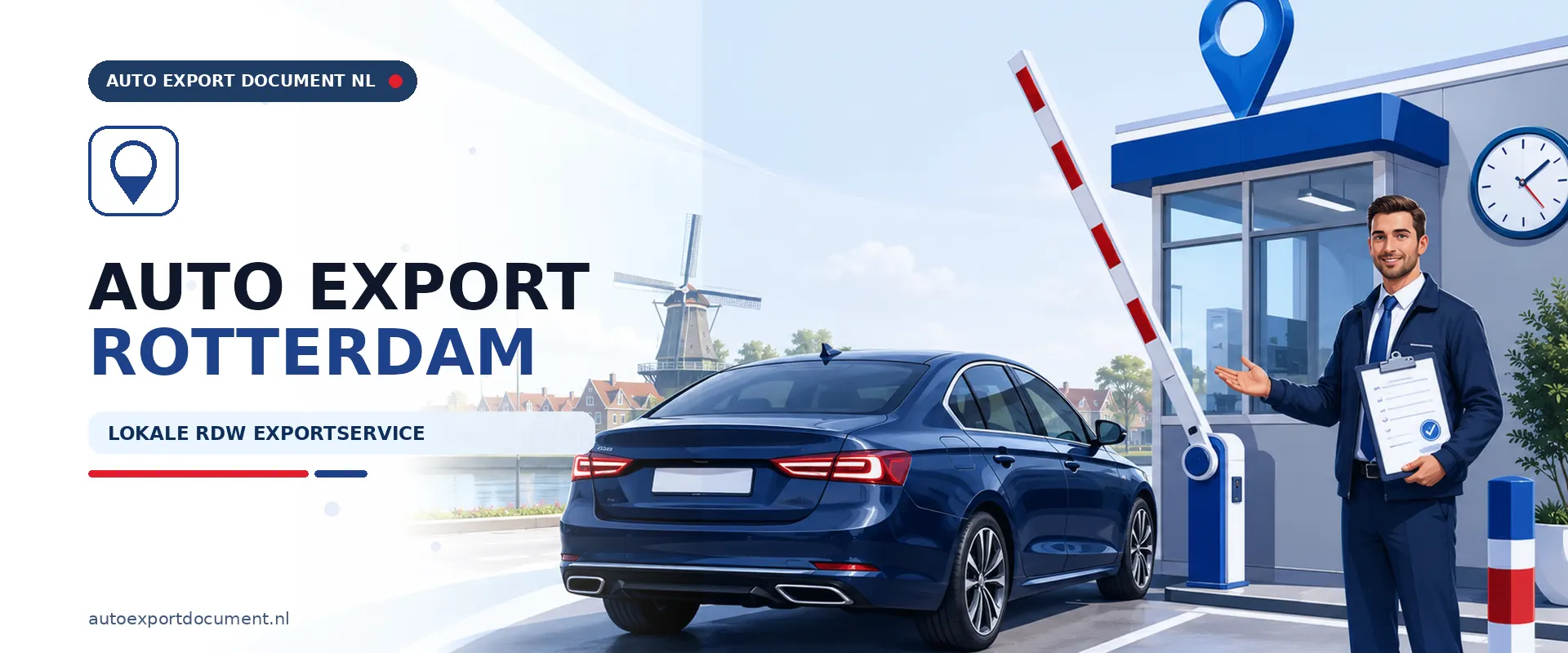 Auto export Rotterdam – banner van Auto Export Document, lokale RDW exportservice voor exportdocument, exportverzekering en exportkentekens vanuit Rotterdam