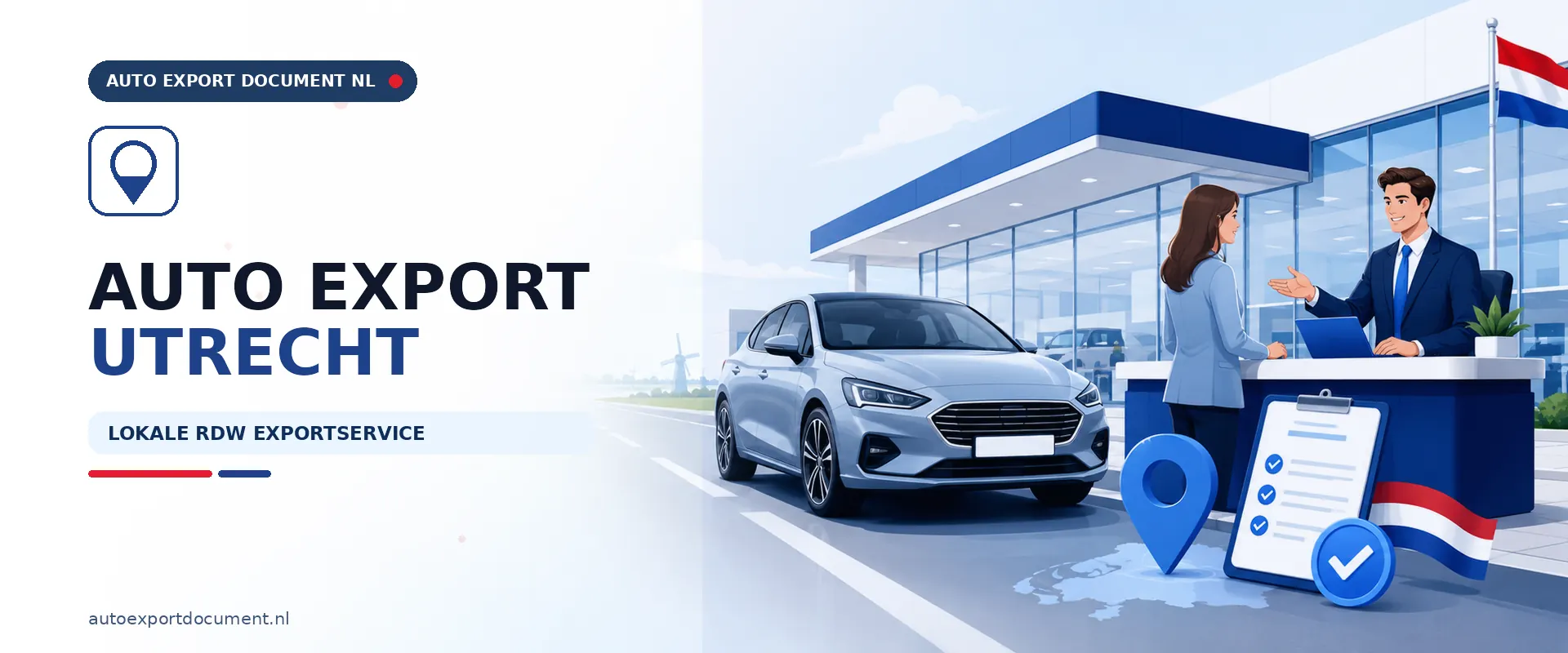 Auto export Utrecht – banner van Auto Export Document, lokale RDW exportservice voor exportdocument, exportverzekering en exportkentekens vanuit Utrecht