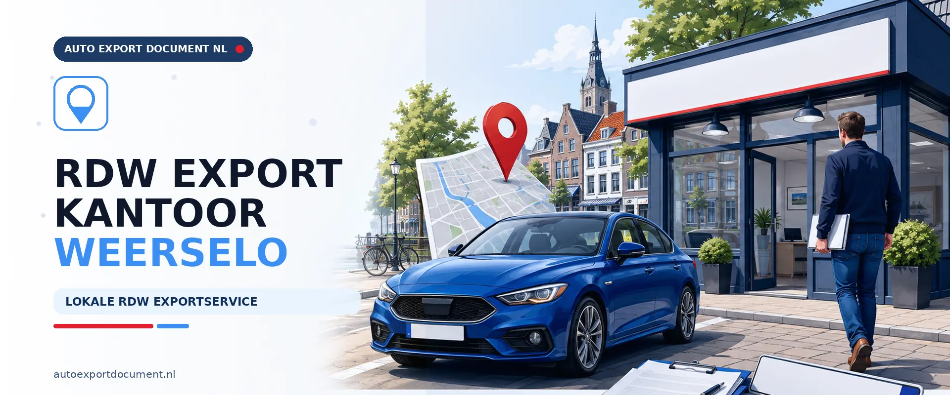 Auto export Weerselo RDW kantoor – banner van Auto Export Document, RDW erkend exportkantoor voor exportdocument en kentekenplaten voor auto's uit Weerselo
