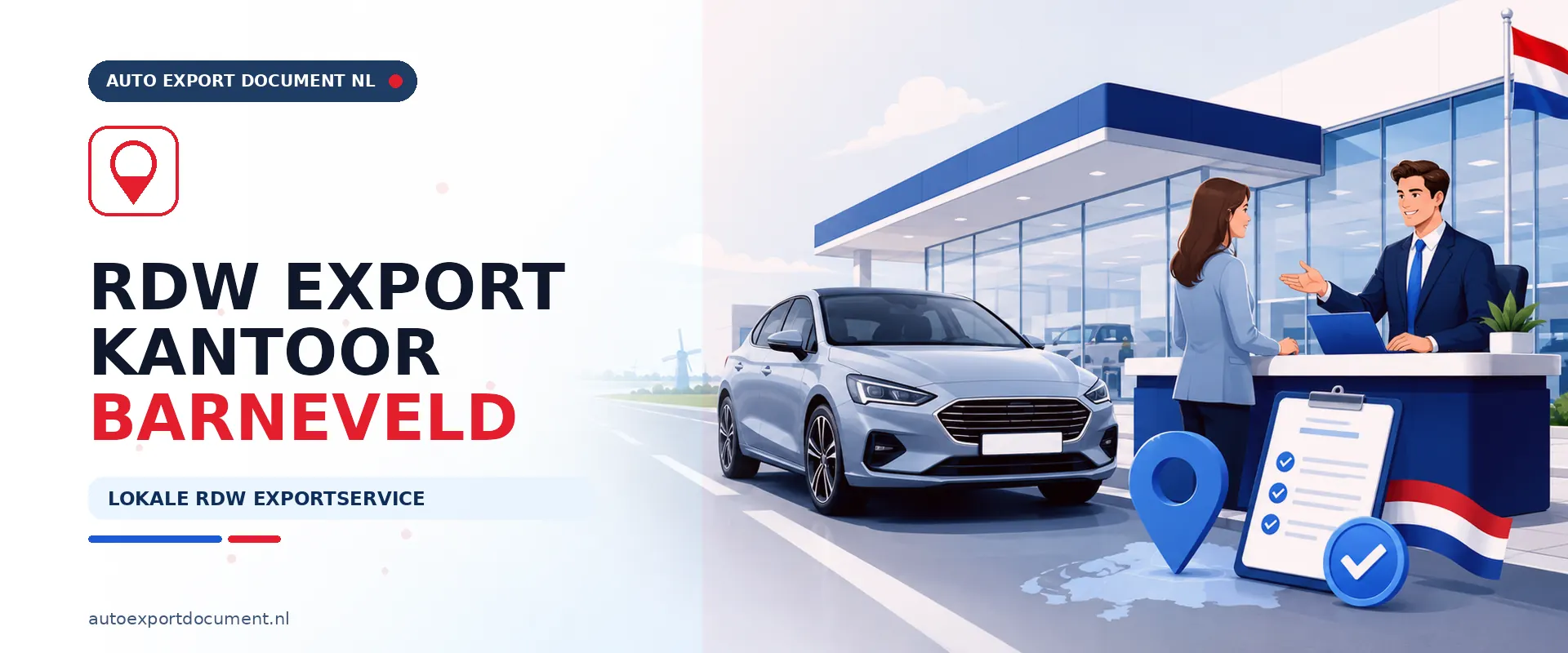 Auto exporteren Barneveld – banner van Auto Export Document, RDW erkend exportkantoor voor exportpapieren en exportkentekens voor voertuigen uit Barneveld