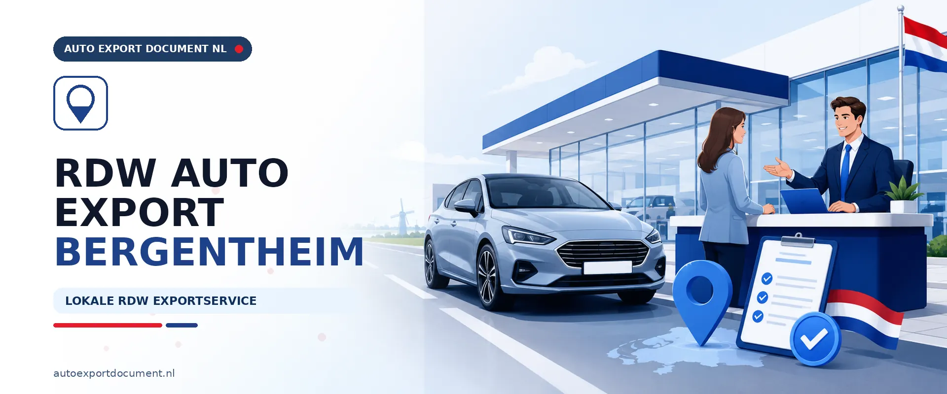 Auto export Bergentheim – banner van Auto Export Document, RDW erkend exportkantoor voor exportpapieren en exportkentekens voor voertuigen uit Bergentheim