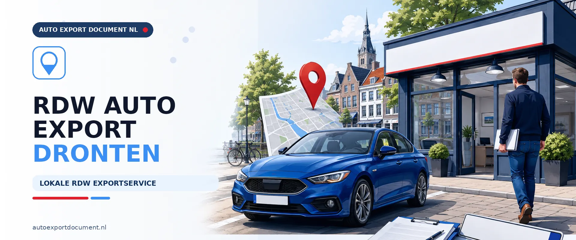 RDW auto export maken Dronten – banner van Auto Export Document, RDW erkend exportkantoor voor exportpapieren voor voertuigen uit Dronten en Flevoland