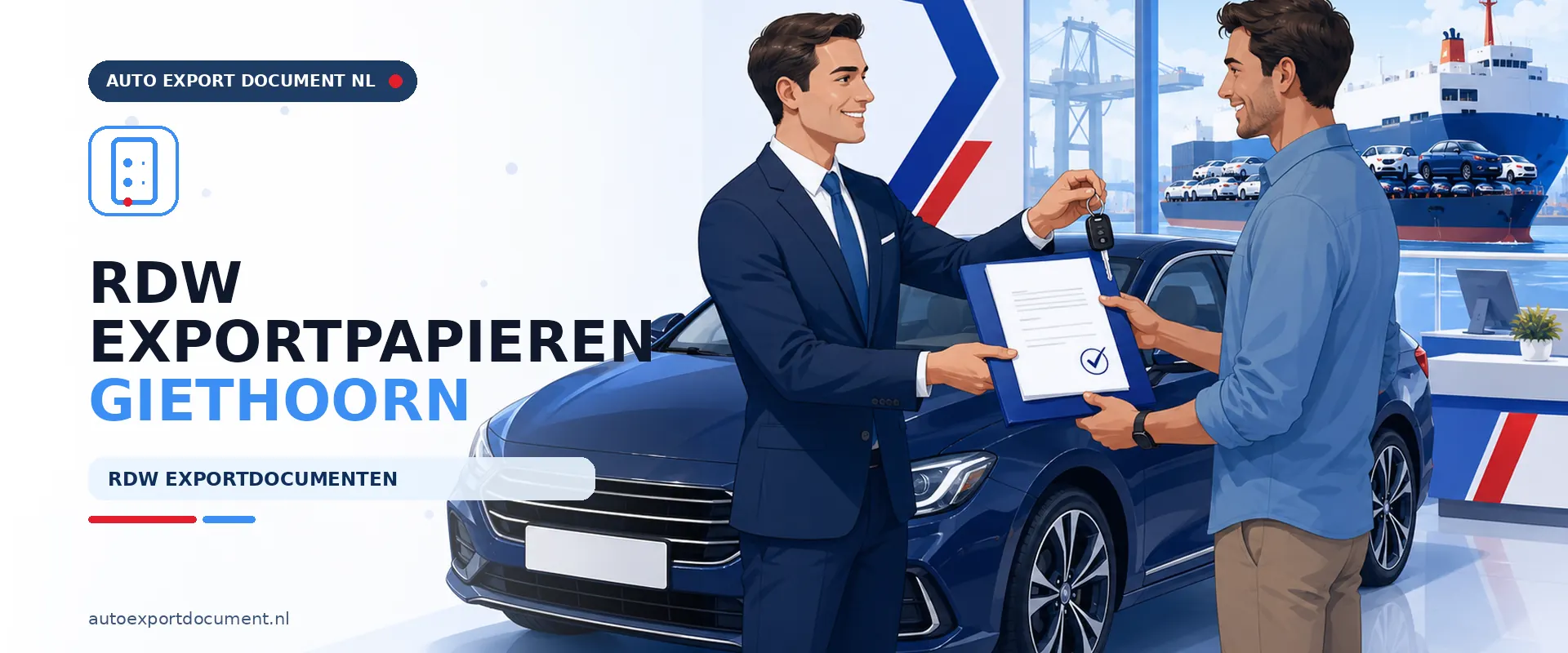 Auto export RDW papieren Giethoorn – banner van Auto Export Document voor exportdocument en exportkentekens voor voertuigen uit Giethoorn