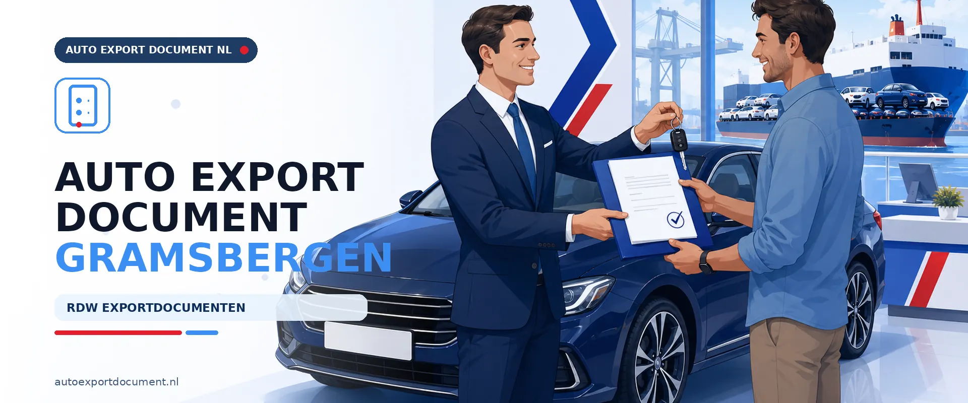 Auto export document Gramsbergen – banner van Auto Export Document, RDW erkend exportkantoor voor exportpapieren voor voertuigen uit Gramsbergen