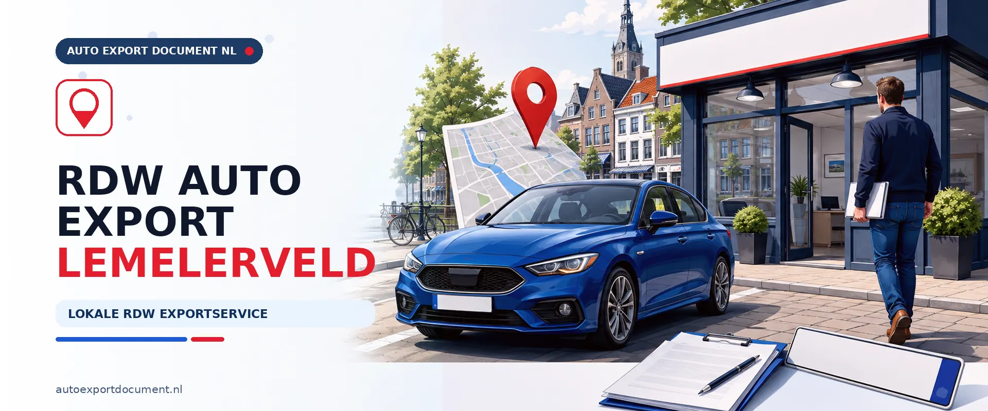 Auto export Lemelerveld RDW – banner van Auto Export Document, RDW erkend exportkantoor voor exportdocument en exportkentekens voor auto's uit Lemelerveld