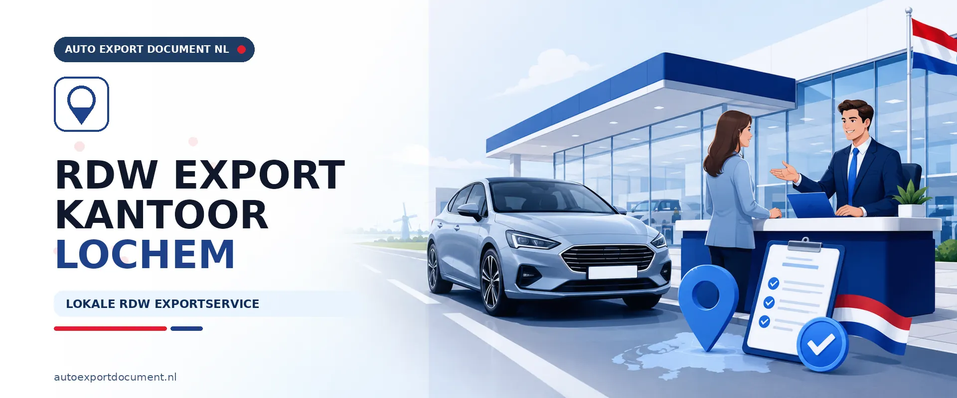 Auto export RDW kantoor Lochem – banner van Auto Export Document, RDW erkend exportkantoor voor exportpapieren voor voertuigen uit Lochem