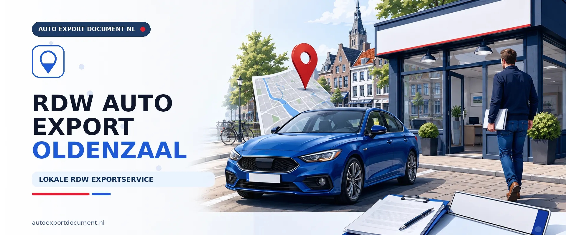 RDW auto export Oldenzaal nu open – banner van Auto Export Document, lokale RDW exportservice voor exportdocument en exportkentekens voor auto's uit Oldenzaal