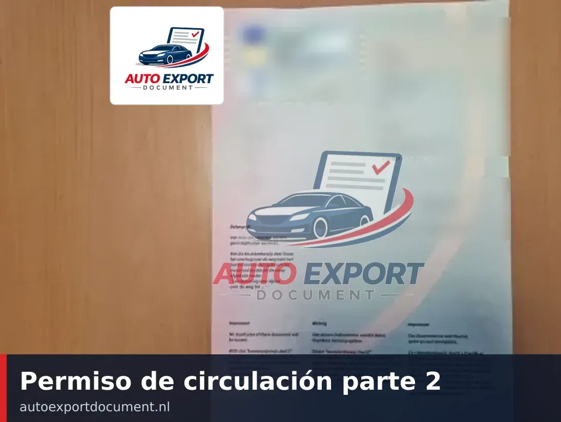 Permiso de circulación parte 2: documento de exportación RDW de Holanda para llevar un coche a España, expedido en Hengelo