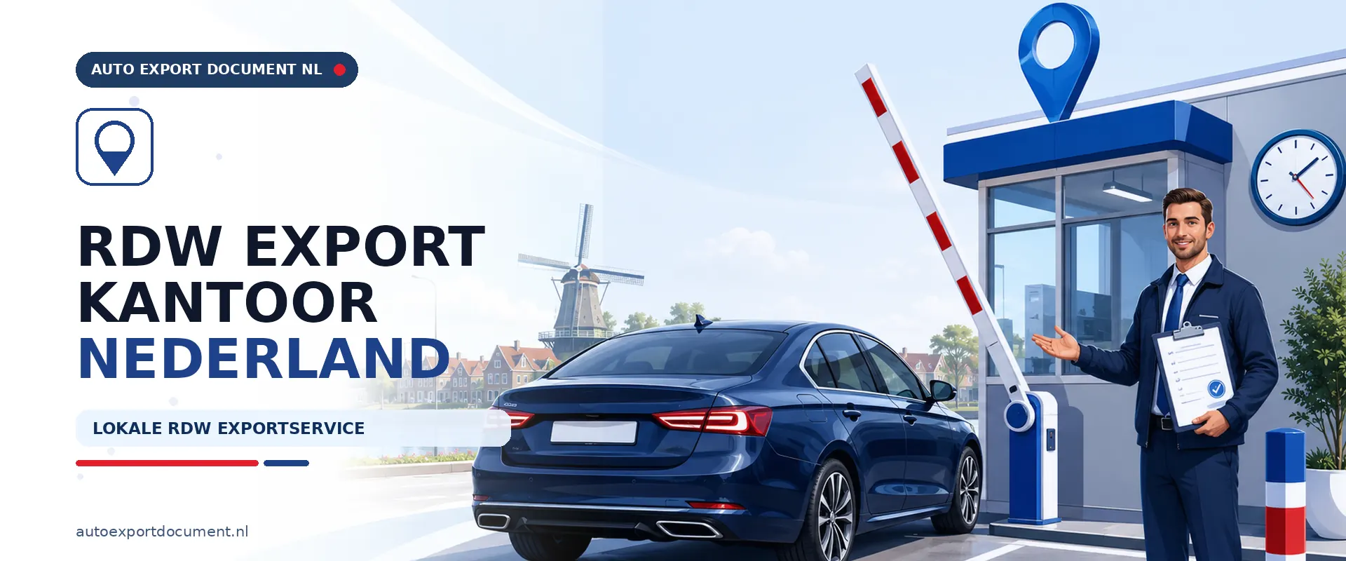RDW export kantoor Nederland – banner van Auto Export Document, RDW erkend exportkantoor voor exportdocument, exportverzekering en exportkentekens in Nederland