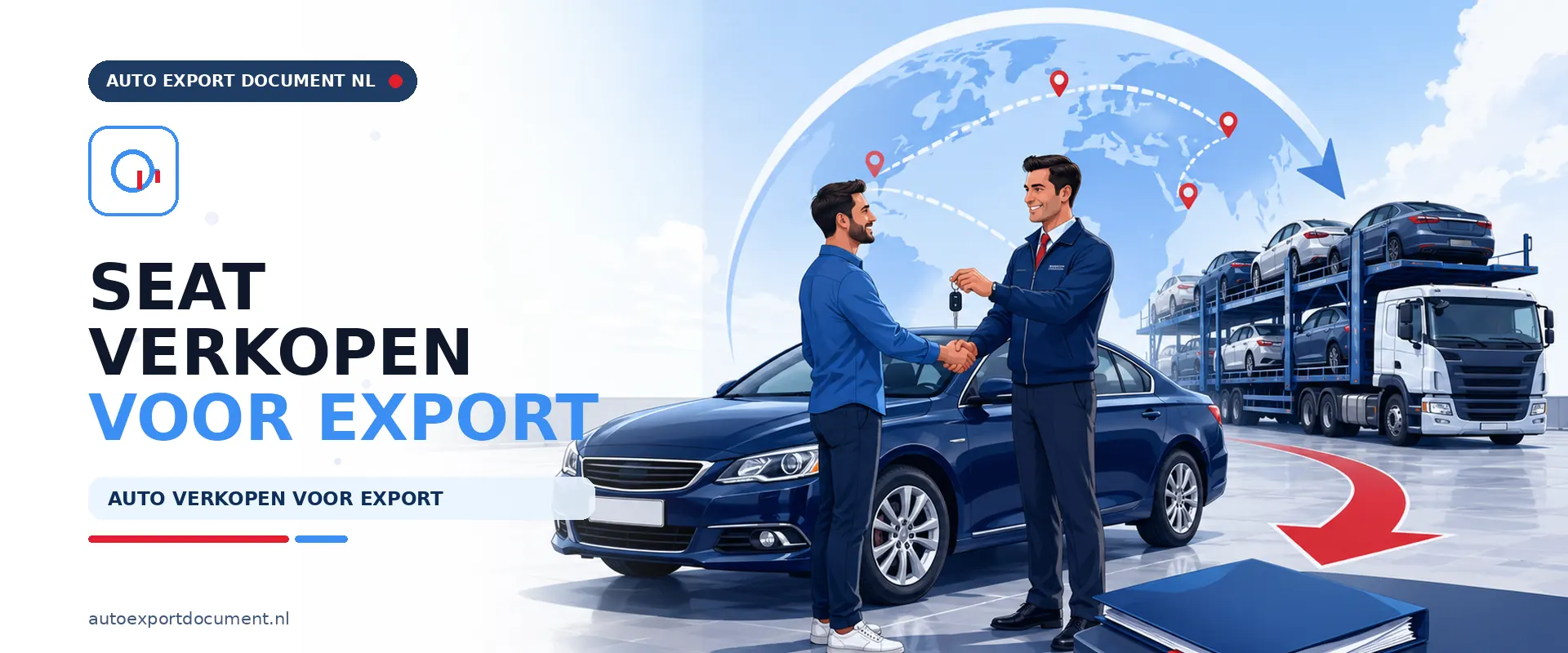 SEAT verkopen voor export – banner van Auto Export Document met exportdocument en vrijwaringsbewijs voor de verkoop van uw SEAT voor export vanuit Nederland