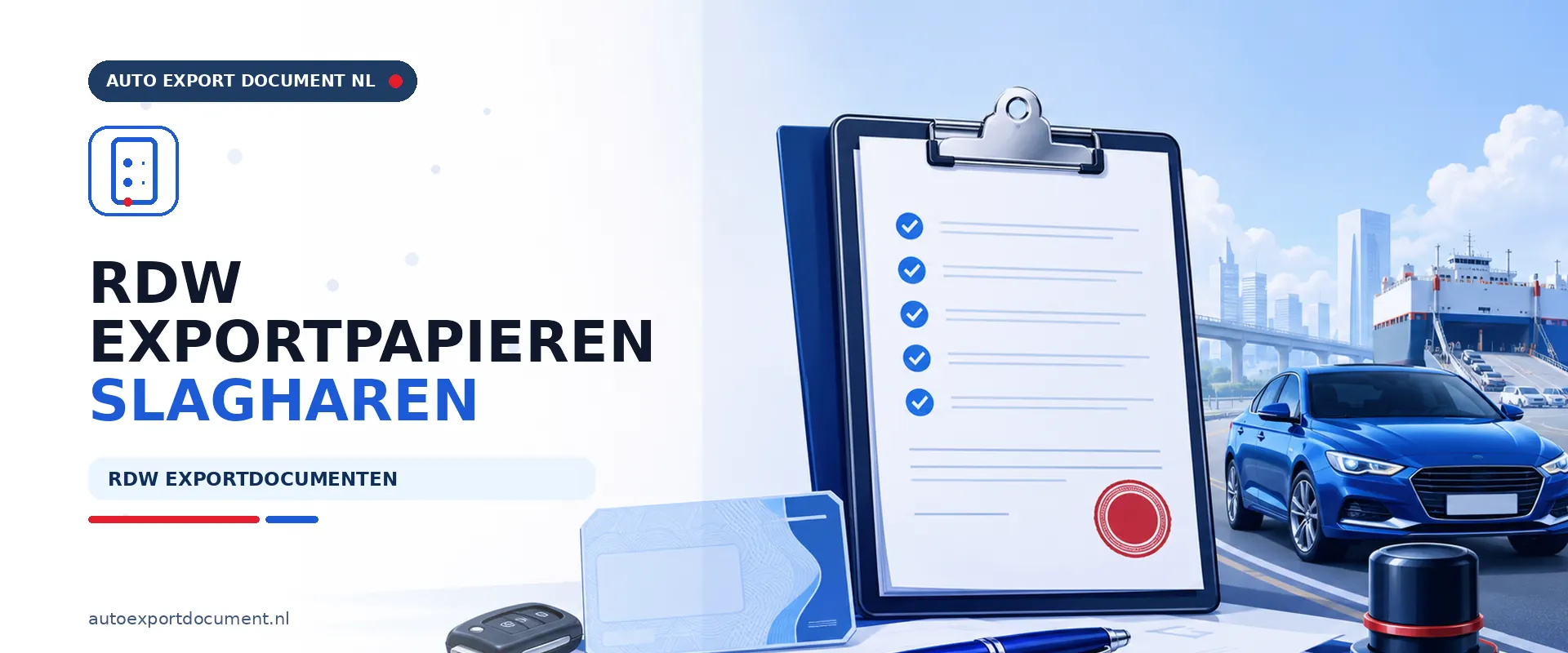 Auto export RDW papieren Slagharen – banner van Auto Export Document voor exportdocument en exportkentekens voor auto's uit Slagharen