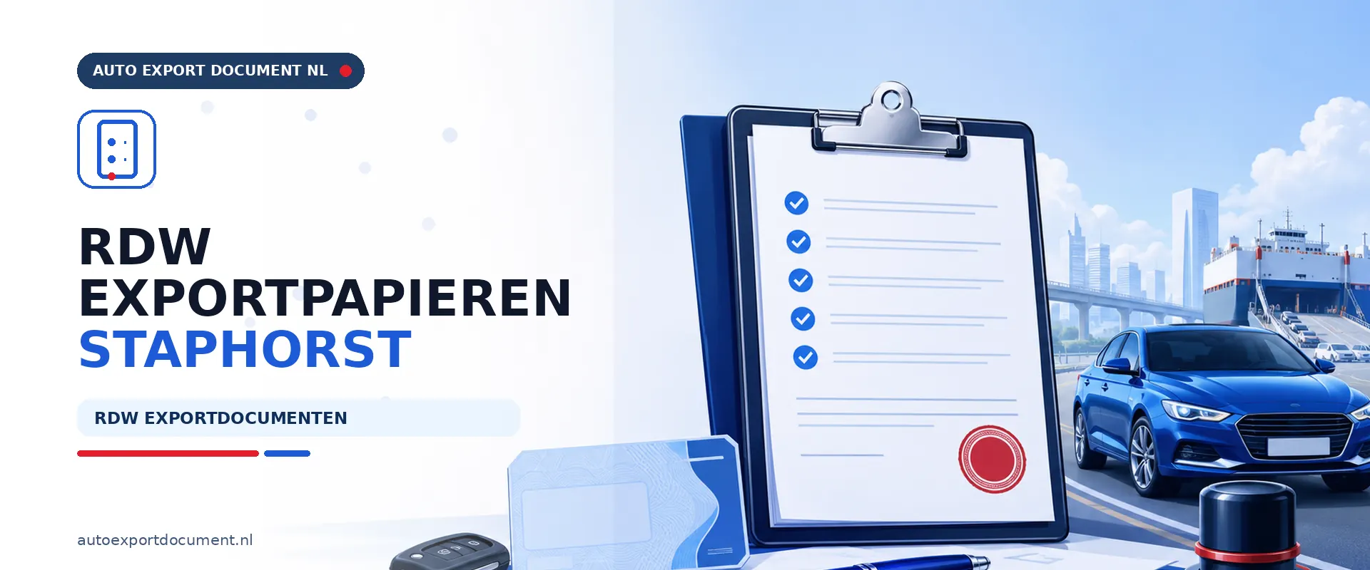 Auto export RDW papieren Staphorst – banner van Auto Export Document voor exportdocument en exportverzekering voor auto's uit Staphorst