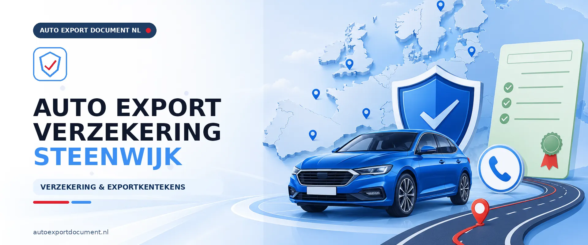 RDW export document en verzekering Steenwijk – banner van Auto Export Document voor exportpapieren, verzekering en exportkentekens voor auto's uit Steenwijk