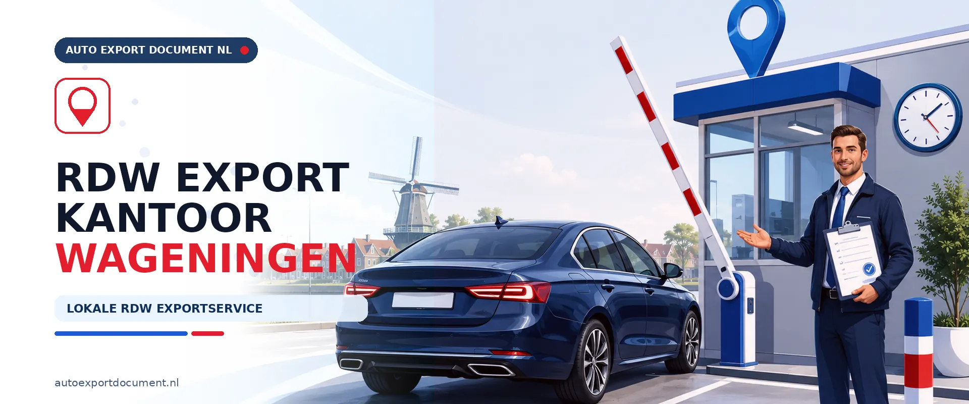 RDW export kantoor Wageningen – banner van Auto Export Document, lokale RDW exportservice voor exportdocument en exportkentekens voor auto's uit Wageningen