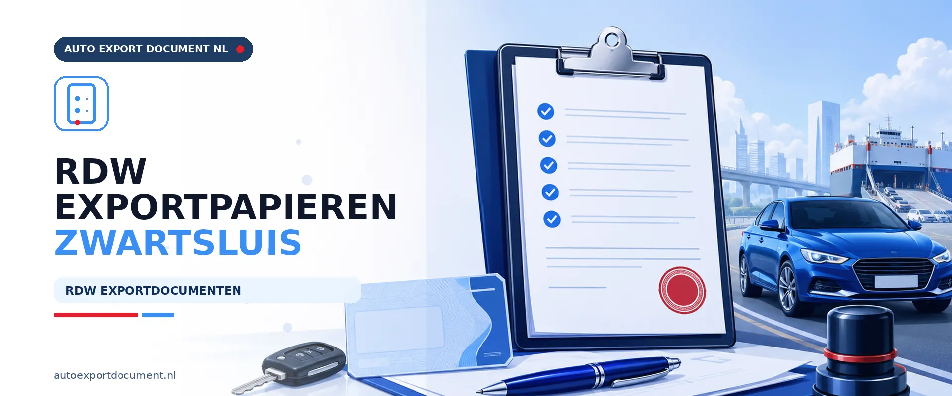 Auto export RDW papieren Zwartsluis – banner van Auto Export Document voor exportdocument en exportkentekens voor auto's uit Zwartsluis